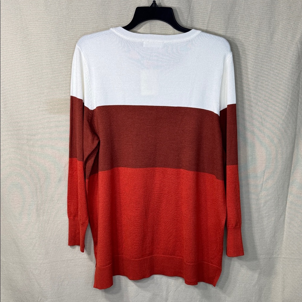 Retrology Sweater Orange/White Colorblock Crewneck in Sizes 1X & 2X ‎ NWT - Picture 8 of 13